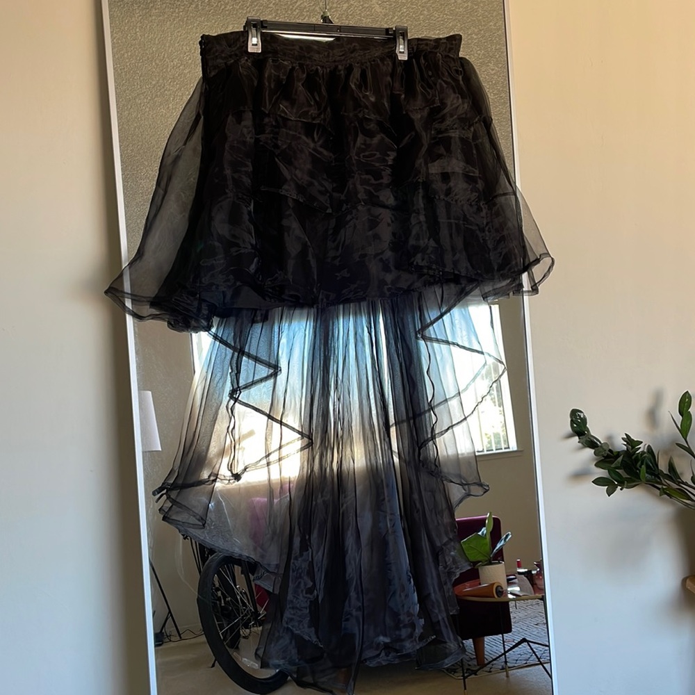 Plus Size Transparent High Low Tulle Skirt